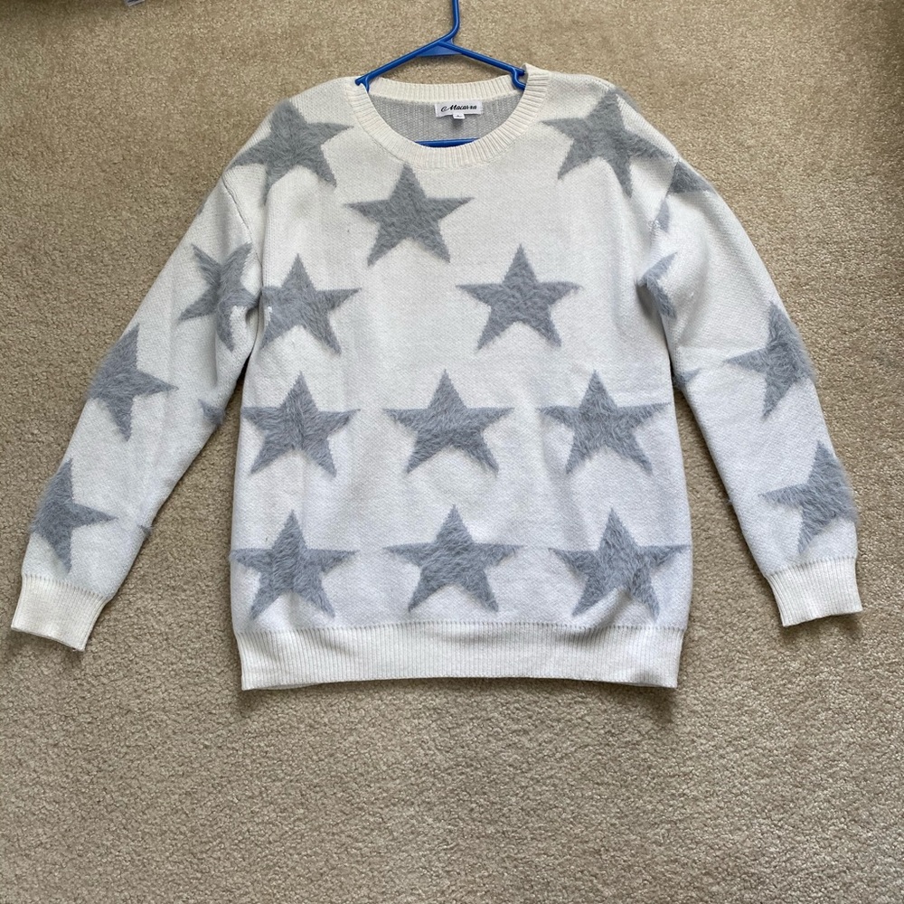 Small gray and white star sweater